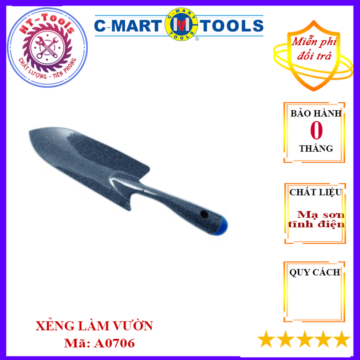 Xẻng làm vườn mạ sơn tĩnh điện chống rỉ sét siêu bền Cmart A0706
