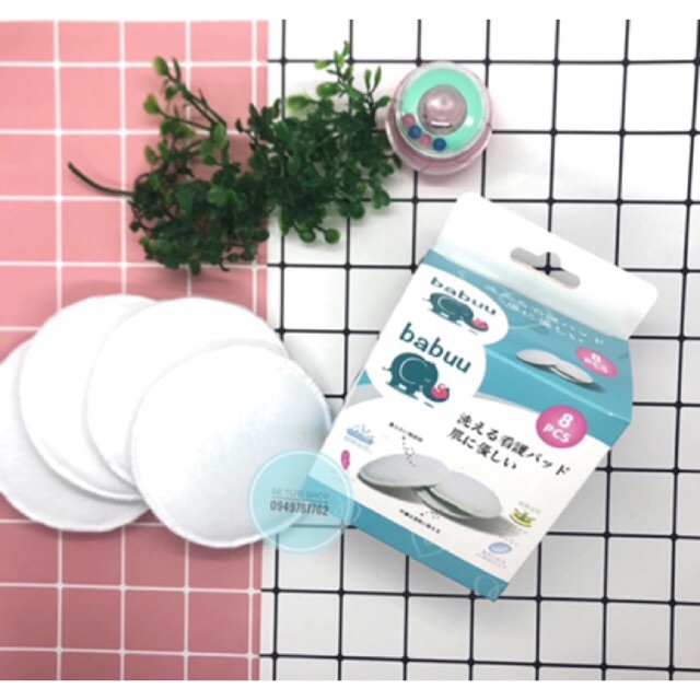 Miếng lót thấm sữa bằng vải Babuu Baby dùng được nhiều lần - Hộp 8 miếng
