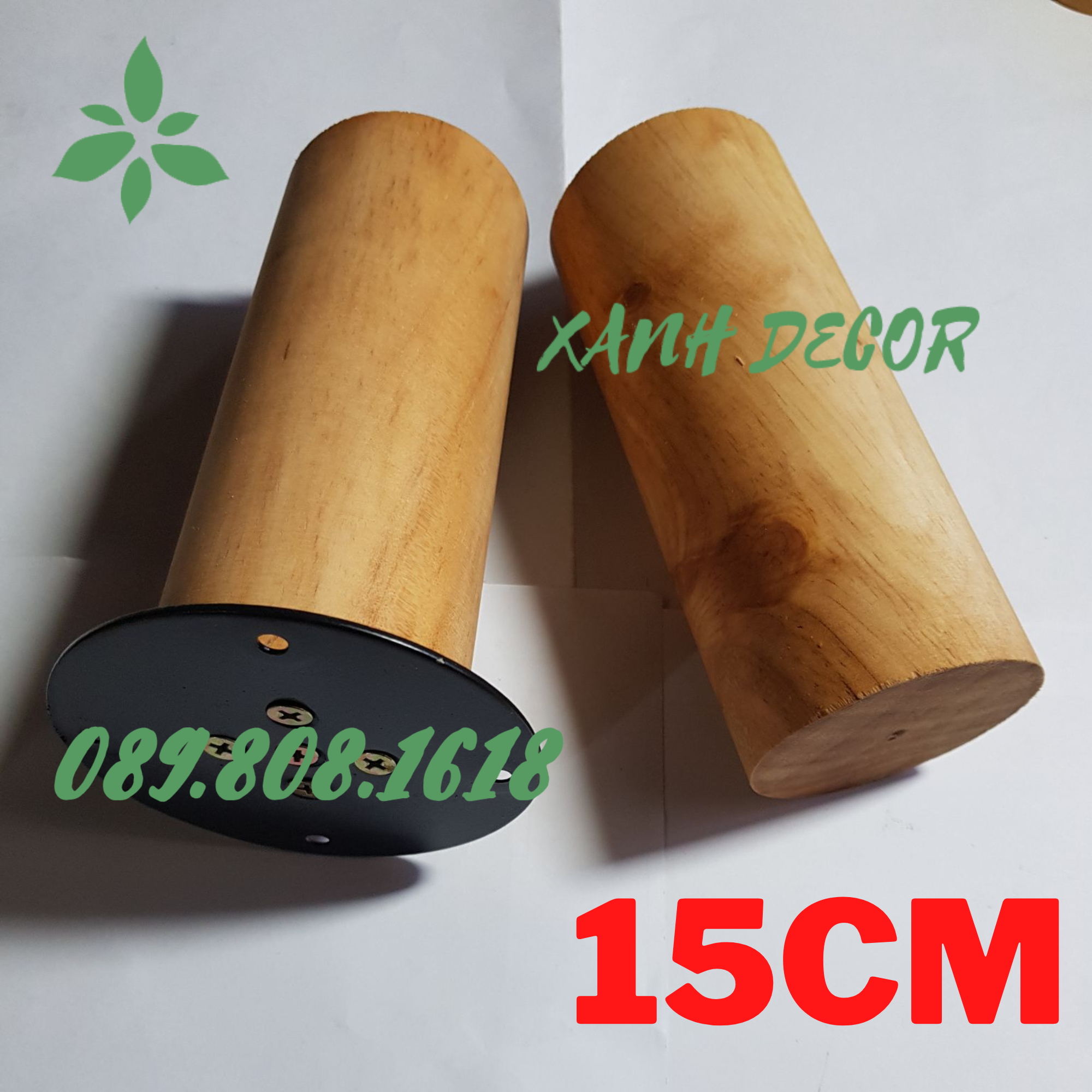 Chân ghế SOFA gỗ cao su Xanh Decor pad tròn