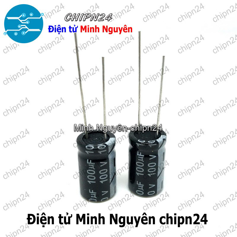 [10 con] (F253) Tụ hóa 100uF 100V Đen (10x17mm) - HH000929