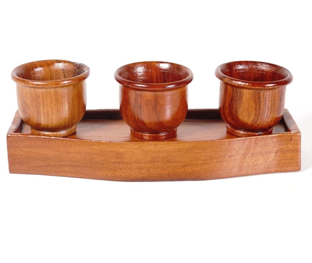 Bộ 3 ly nước thờ cúng gỗ hương nguyên khối cao cấp có đế - 15x5cm