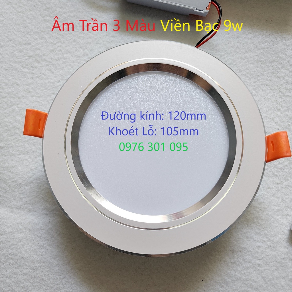Đèn Âm Trần 3 Màu 7w và 9w (Viền Vàng - Viền Bạc)