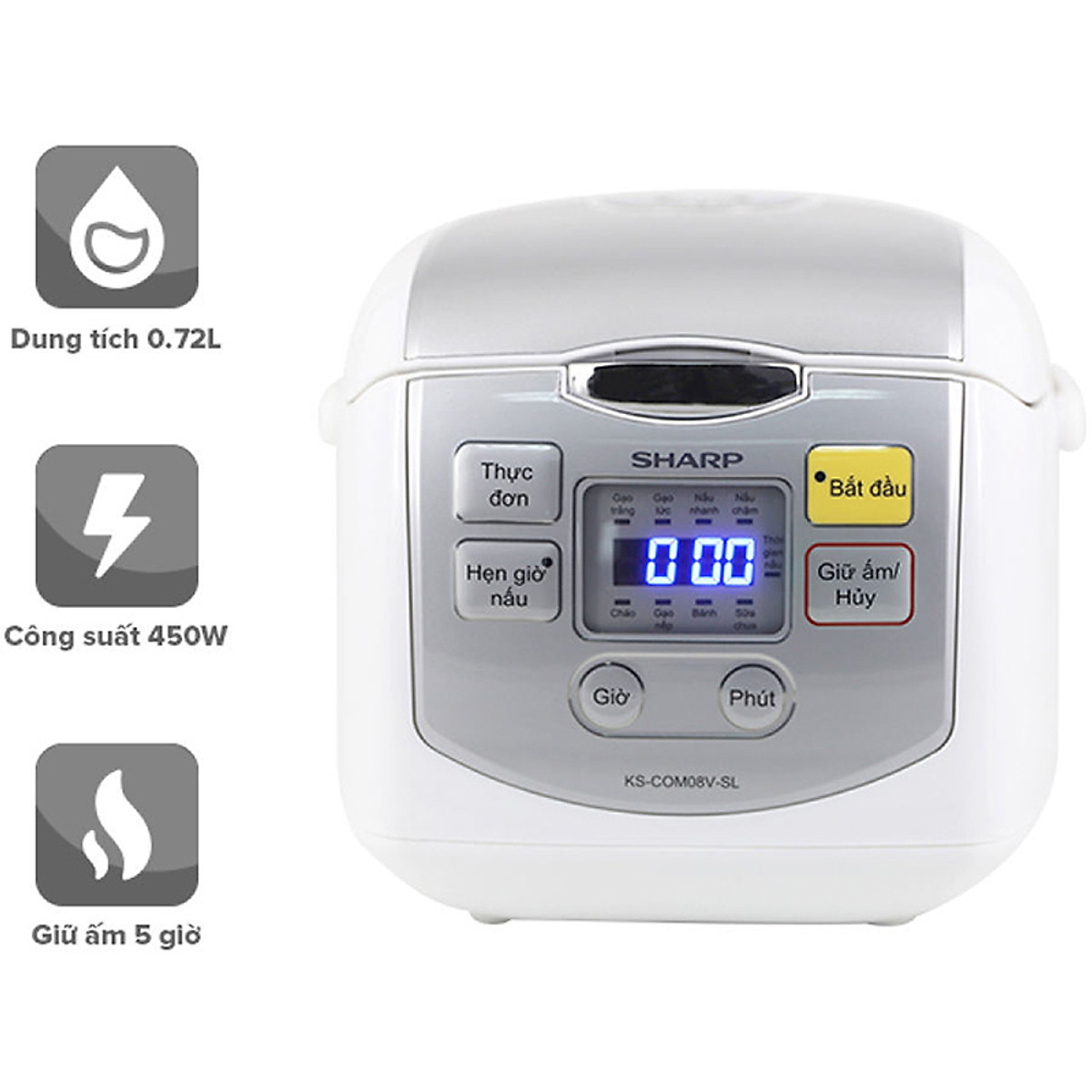 Nồi cơm điện tử Sharp KS-COM08V-SL 0.72 lít