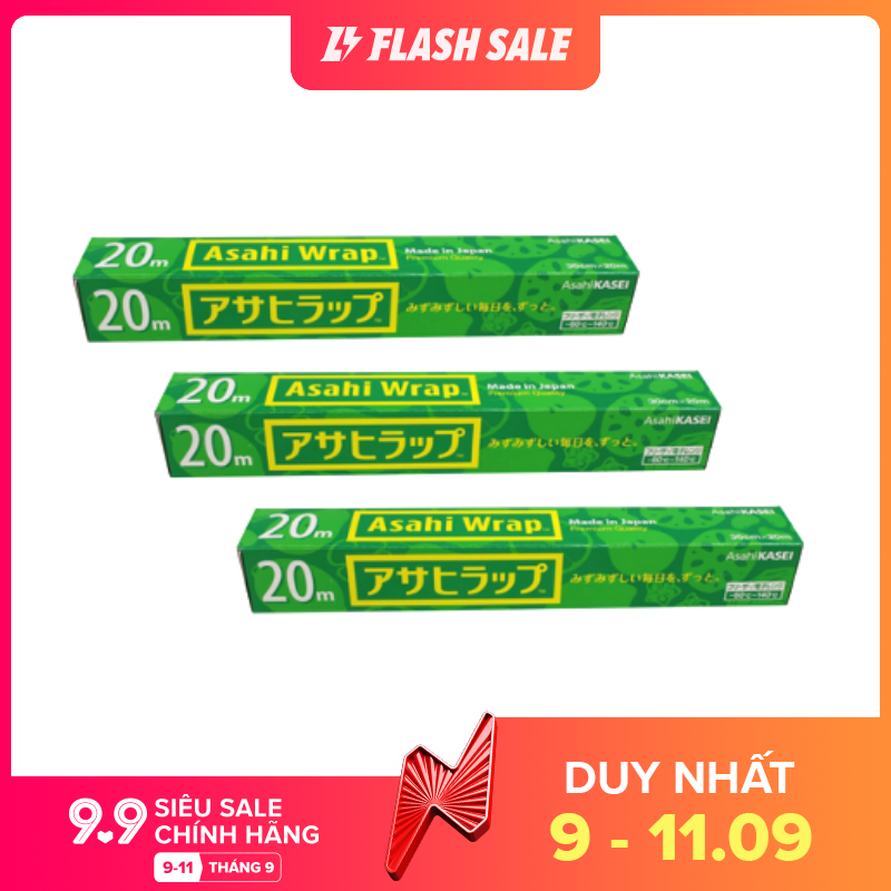 Combo 3 Màng bọc thực phẩm Nhật Bản Asahi Wrap 30cm x 20m