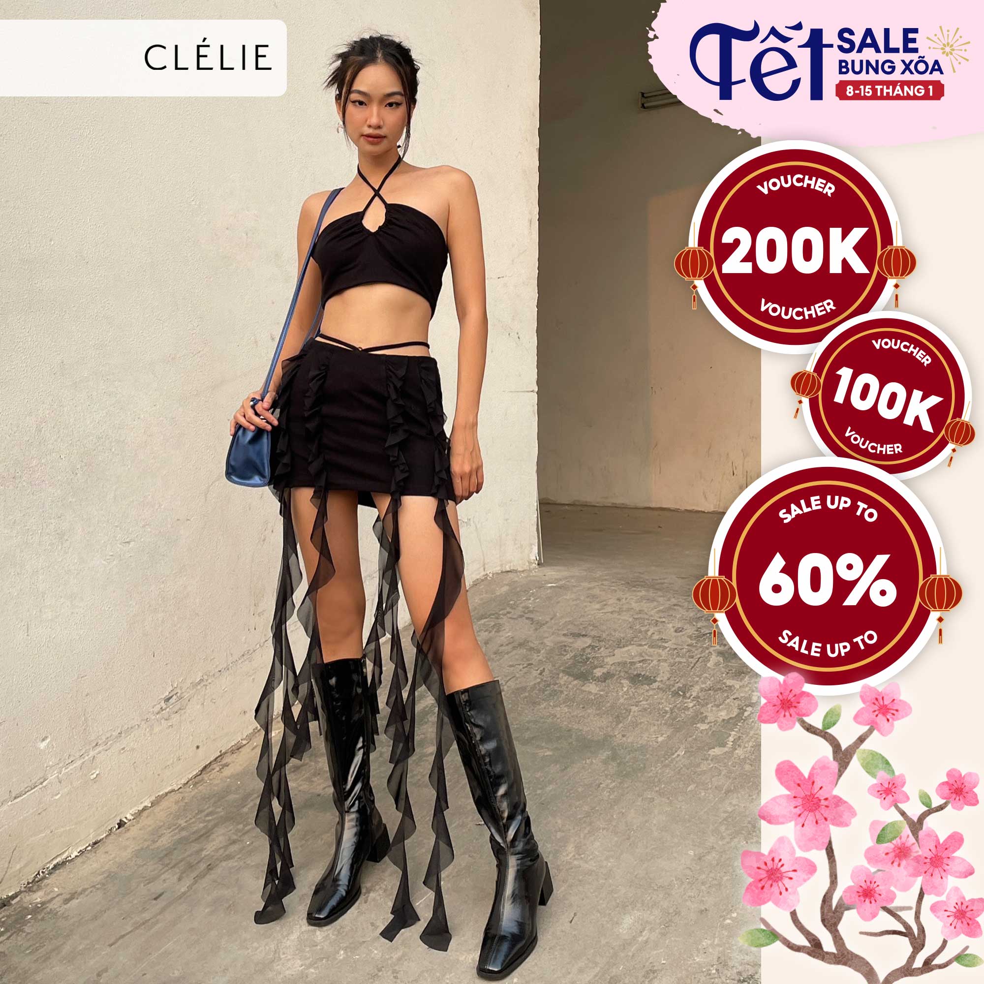 Set áo croptop và chân váy | MAY SET - CLÉLIE