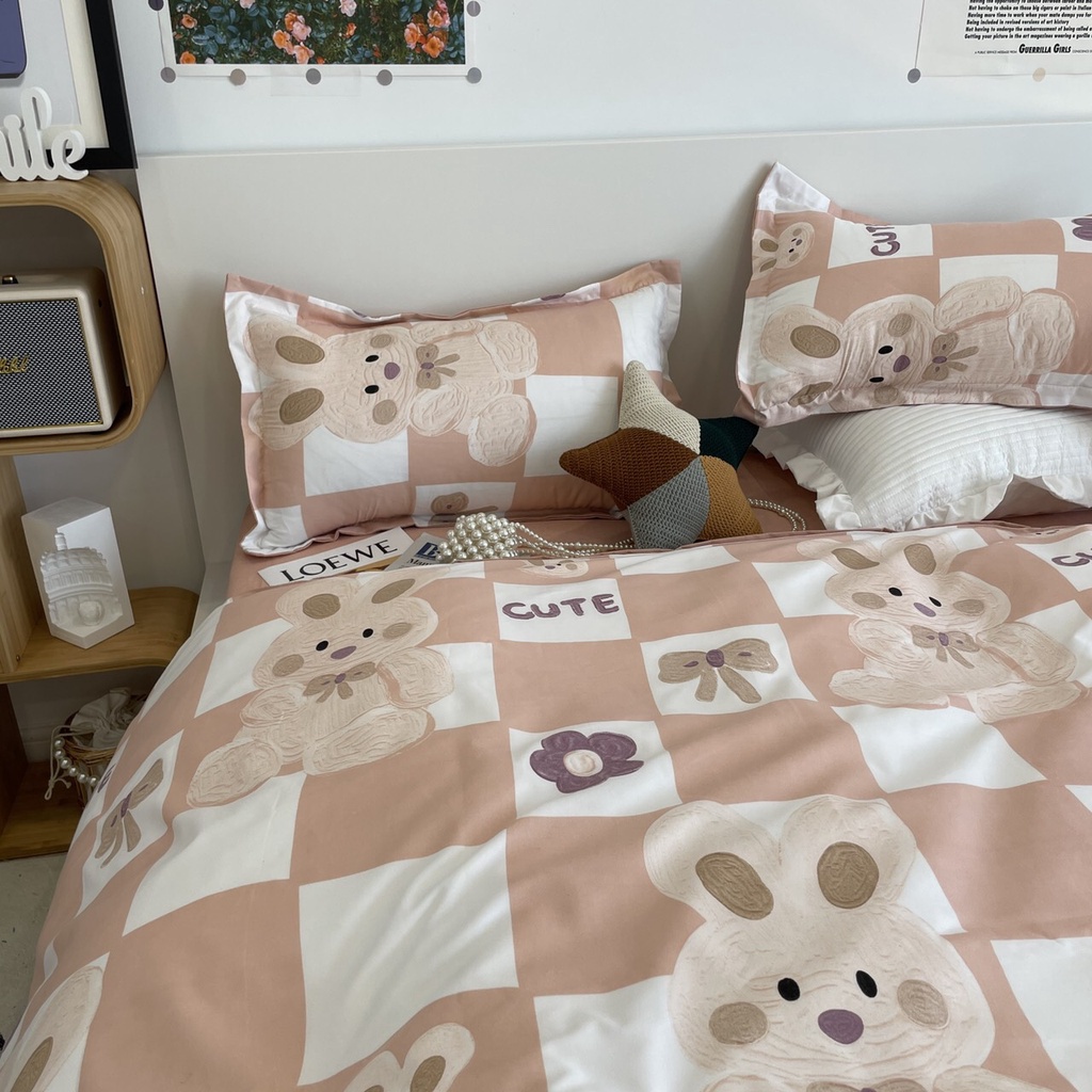 Bộ ga gối 4 món Cotton poly hàng loại 1