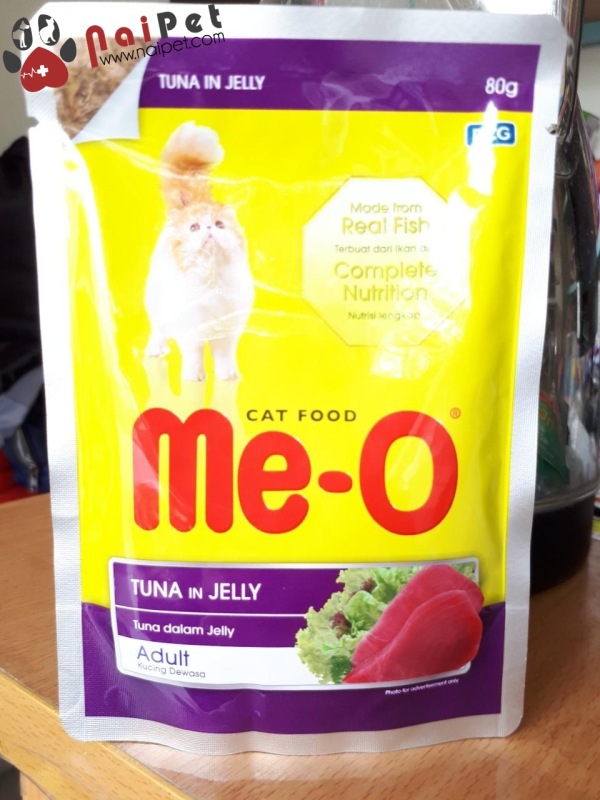 Thức Ăn Dinh Dưỡng Cho Mèo Pate Mèo Súp Mèo vị Cá Ngừ Nấu Đông Tuna In Jelly Me-O 80g