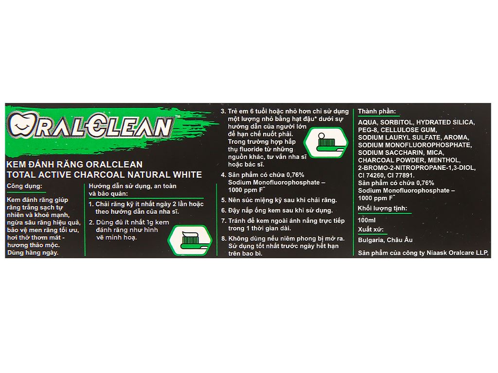 Kem đánh răng Oral-Clean Charcoal Natural White 100ml