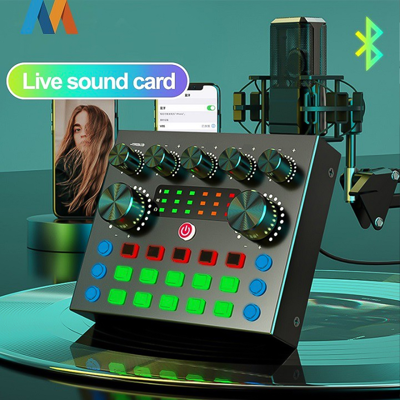 Sound card V8 có Auto Tone dành cho micro thu âm BM800 / Mic Thu Âm BM900 / Cho Máy Tính / Điện Thoại