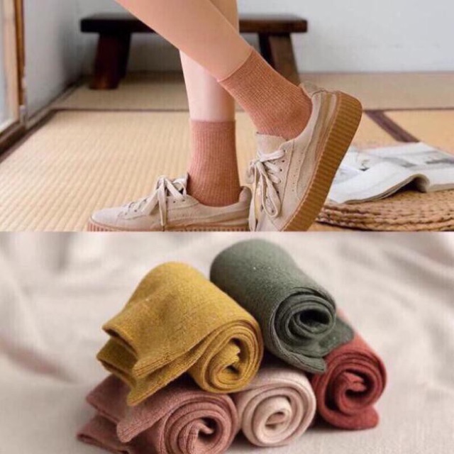 [deal] Sét 10 đôi tất len gân cao cổ cho nữ