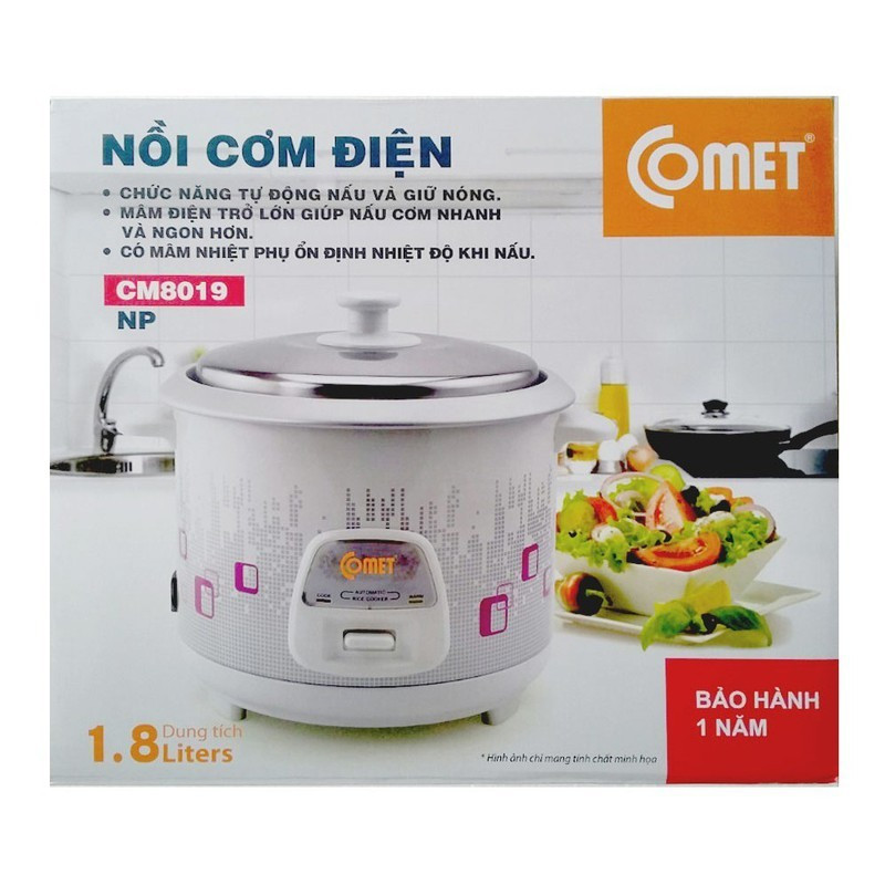 NỒI CƠM COMET 1.8LIT CM8021 NẮP RỜI cao cấp ( Bảo hành lỗi 1 đổi 1)
