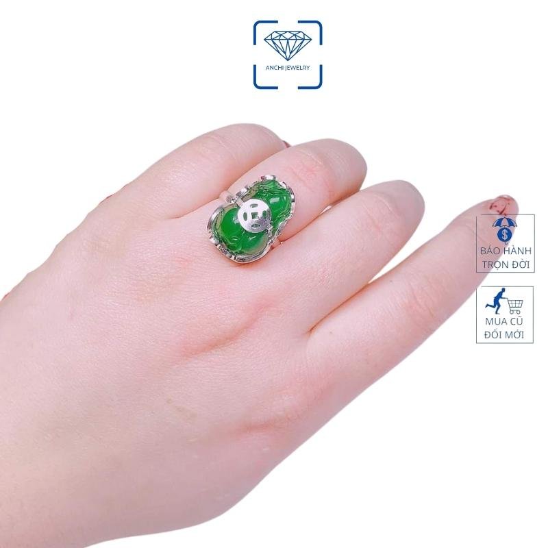 Nhẫn tỳ hưu đá phong thủy tài lộc /nhẫn nữ /nhẫn bạc ta/ quà tặng bạn gái Vàng bạc an chi