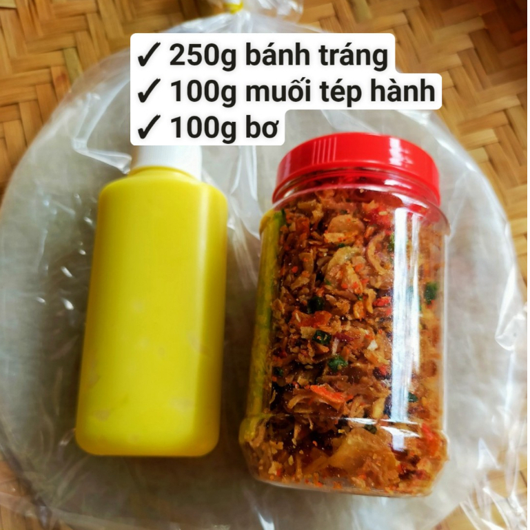 COMBO siêu rẻ bánh tráng phơi sương muối tép hành NHỎ (Tặng bơ)