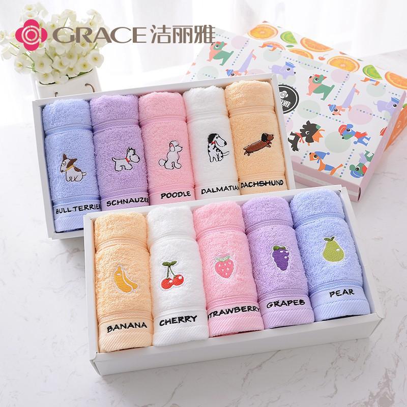 Hộp 5 khăn mặt hình hoa quả Grace cotton