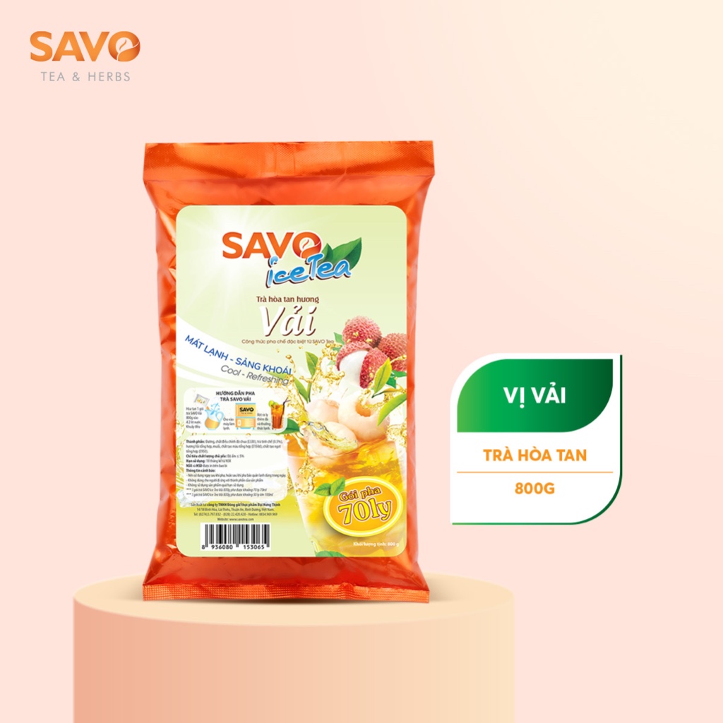 Trà Vải Hòa Tan SAVO (Lychee Icetea) - Túi 800g