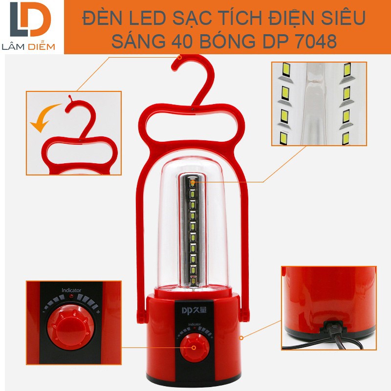 Đèn Pin Sạc Cầm Tay DP Led -7048 40 Bóng Led Siêu Sáng Pin Trâu, TIỆN DỤNG MÙA MẤT ĐIỆN THƯỜNG TRỰC, HÀNG CAO CẤP GIÁ THẤP CẤP ( BẢO HÀNH 1 ĐỔI 1 TOÀN QUỐC)