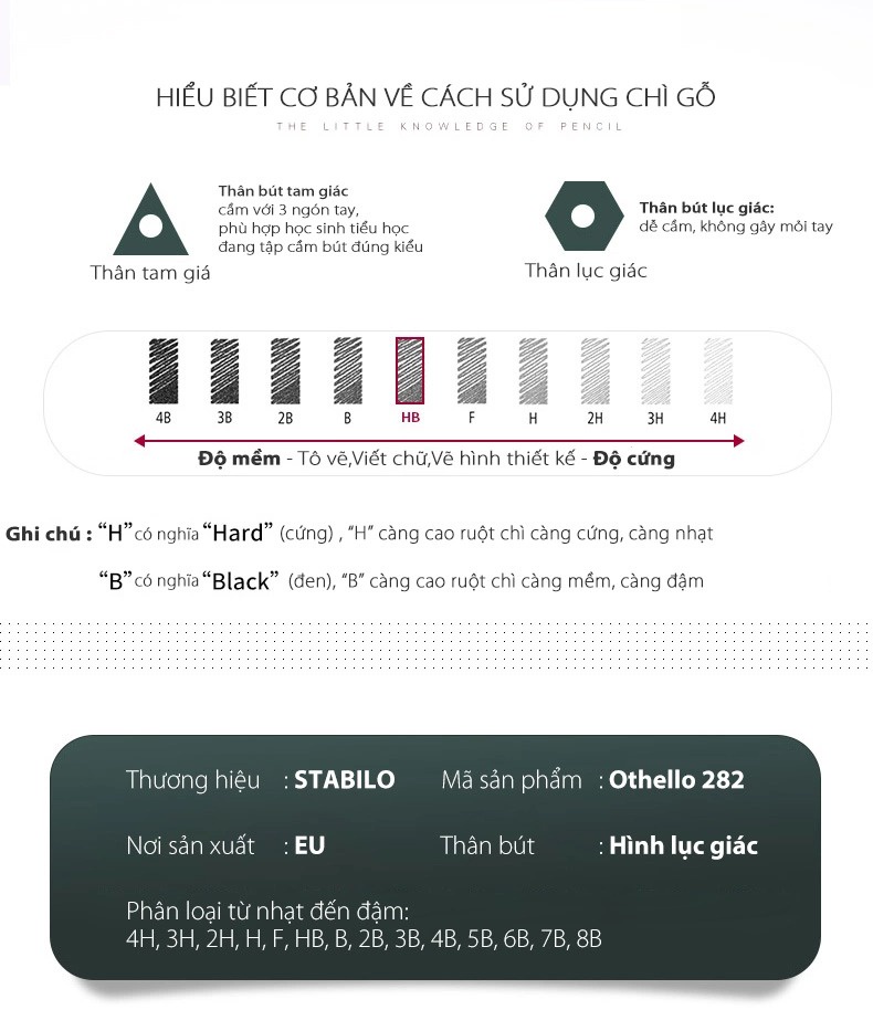 Bút chì gỗ STABILO Othello 282 (sọc xanh trắng)