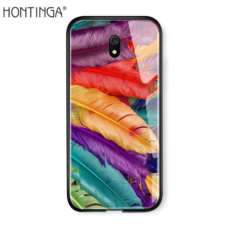 Hontinga For Xiaomi Redmi 8A Case Aurora Galaxy Space Sky Starry Gradient Casing Case Shockproof Tempered Glass Phone Cases Back Cover