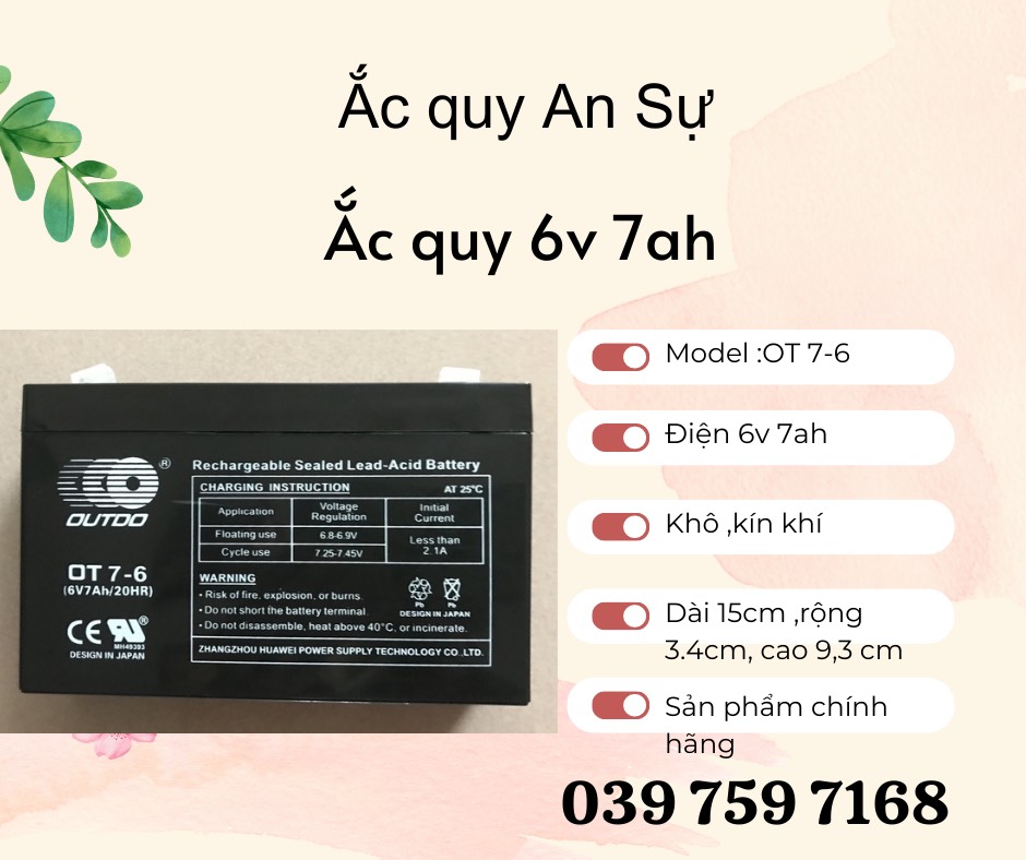 Ắc quy xe ô tô trẻ em 6v7ah