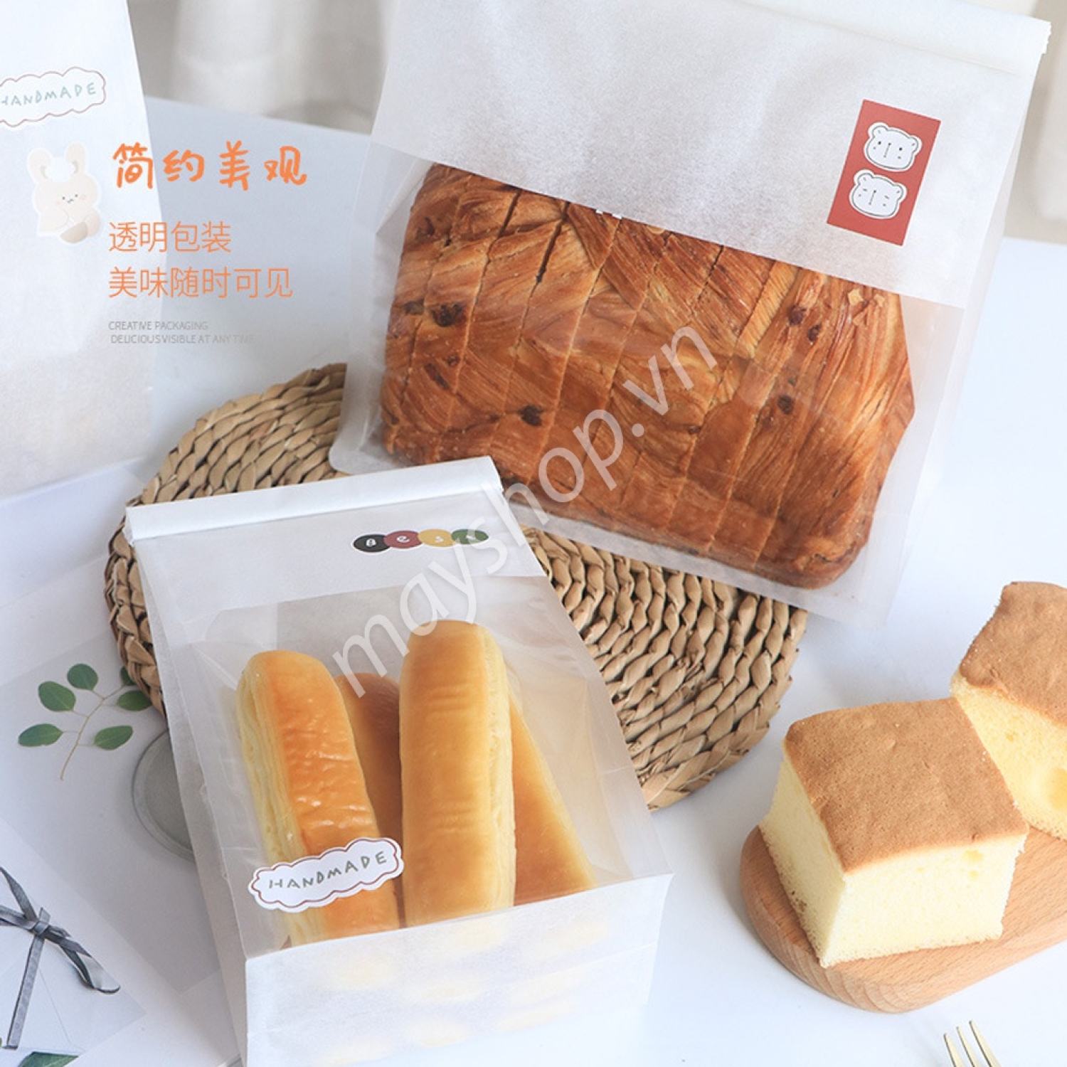 10 Túi giấy Kraft trắng đựng Sandwich