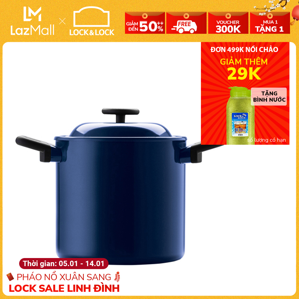 BÁO GIÁ Mua Nồi Lock | Shopee Lazada Sendo Tiki mới nhất 68 LDE1204IH - Nồi Lock&Lock DECORE 20CM hai tay cầm - màu Navy