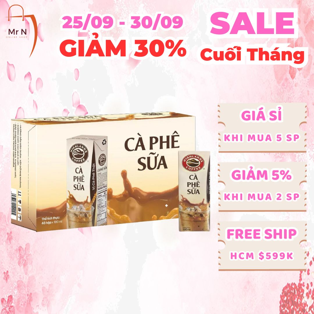 Thùng 48 hộp Cà phê sữa Highlands Coffee 180ml / hộp (48 hộp x 180ml)