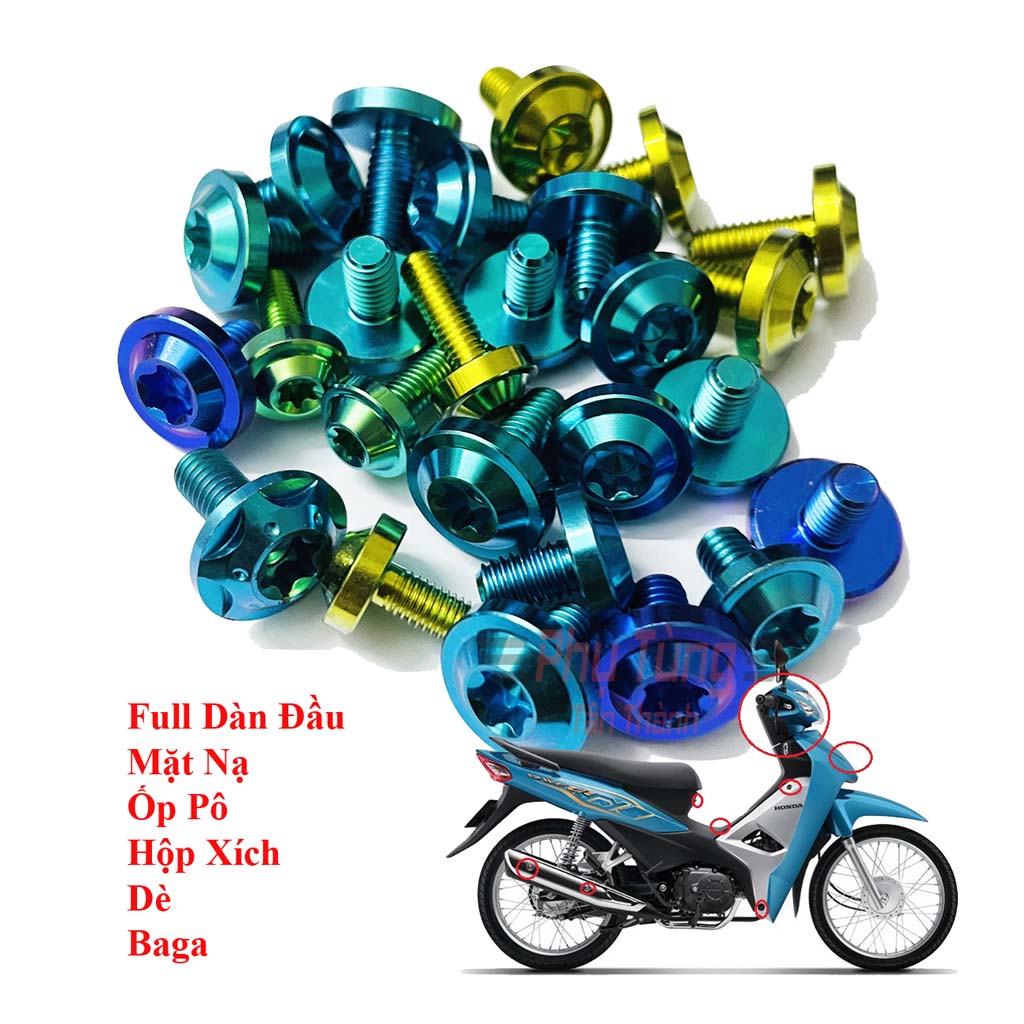 Full Ốc Titan GR5 Gắng Full Dàn Áo WaveA, Wave Alpha-full xe, full ốc wave, full ốc dàn áo-PTTT