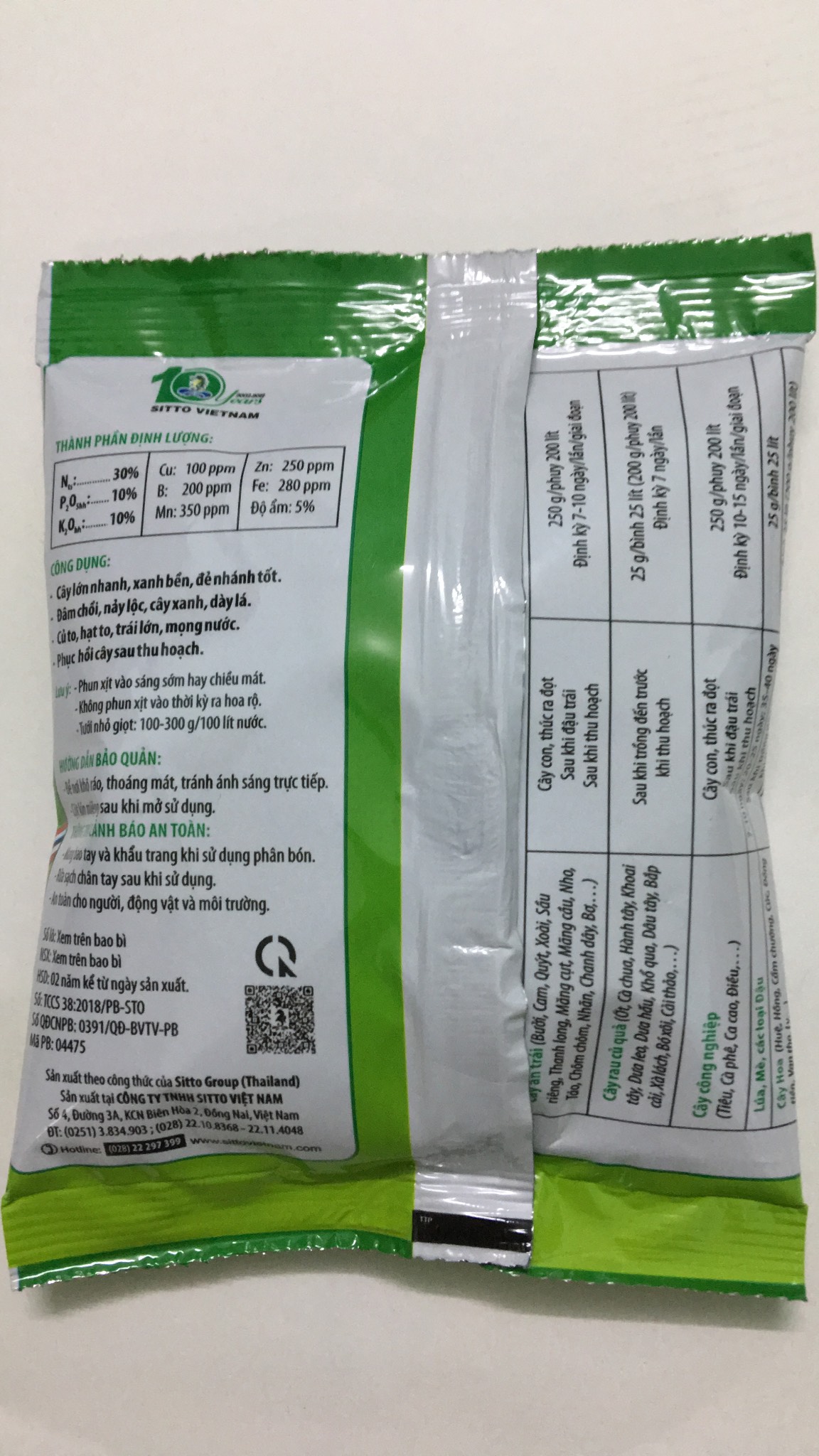Phân bón NPK Thái Lan Sitto FOPRO gói 100gr