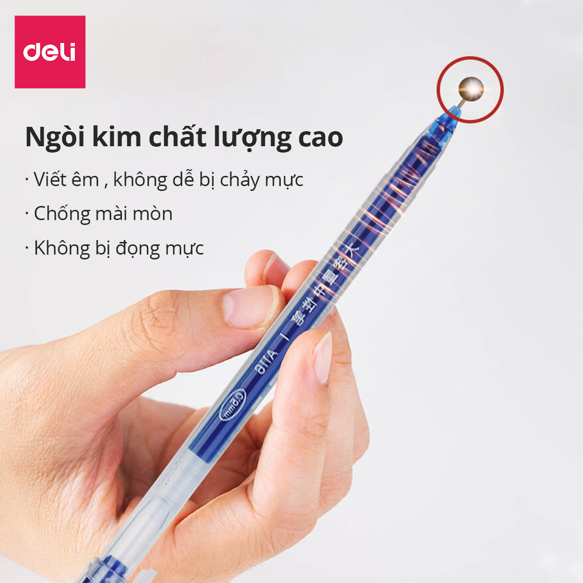 Combo 20 Bút bi nước xanh đỏ đen DELI, Bút gel mực nước ngòi 0.5mm viết chữ đẹp cho học sinh, văn phòng - A116