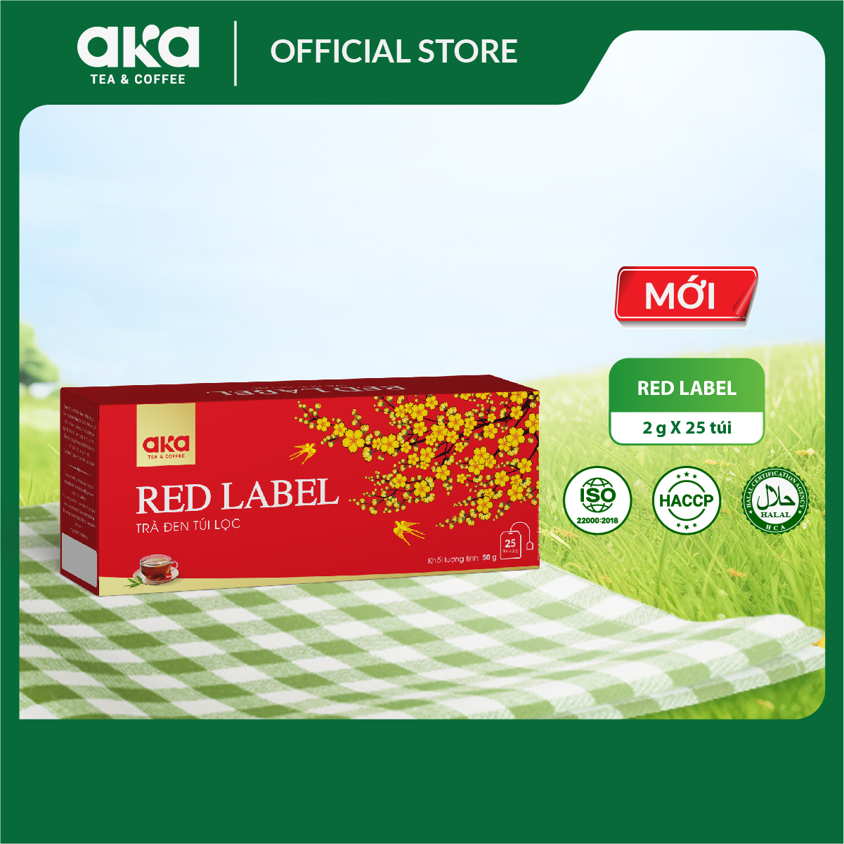 Trà đen túi lọc, trà nhãn đỏ Aka 50g (25 túi x 2g) nguyên liệu pha chế trà sữa, trà chanh đậm vị trà