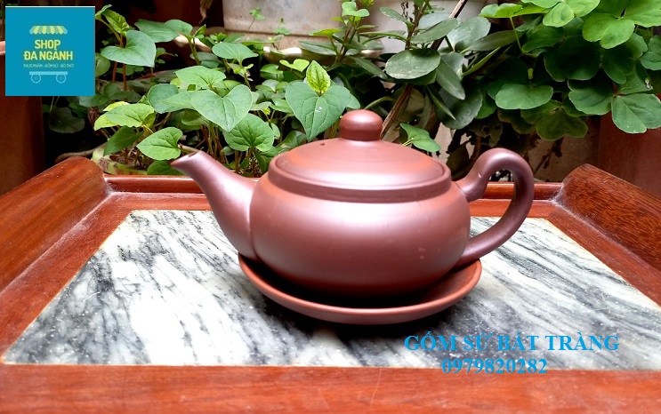 [Giá nhà lò] Bộ ấm trà tử sa Bát Tràng dáng bẹt 150ml [gốm sứ Bát Tràng] l- Shopdanganh