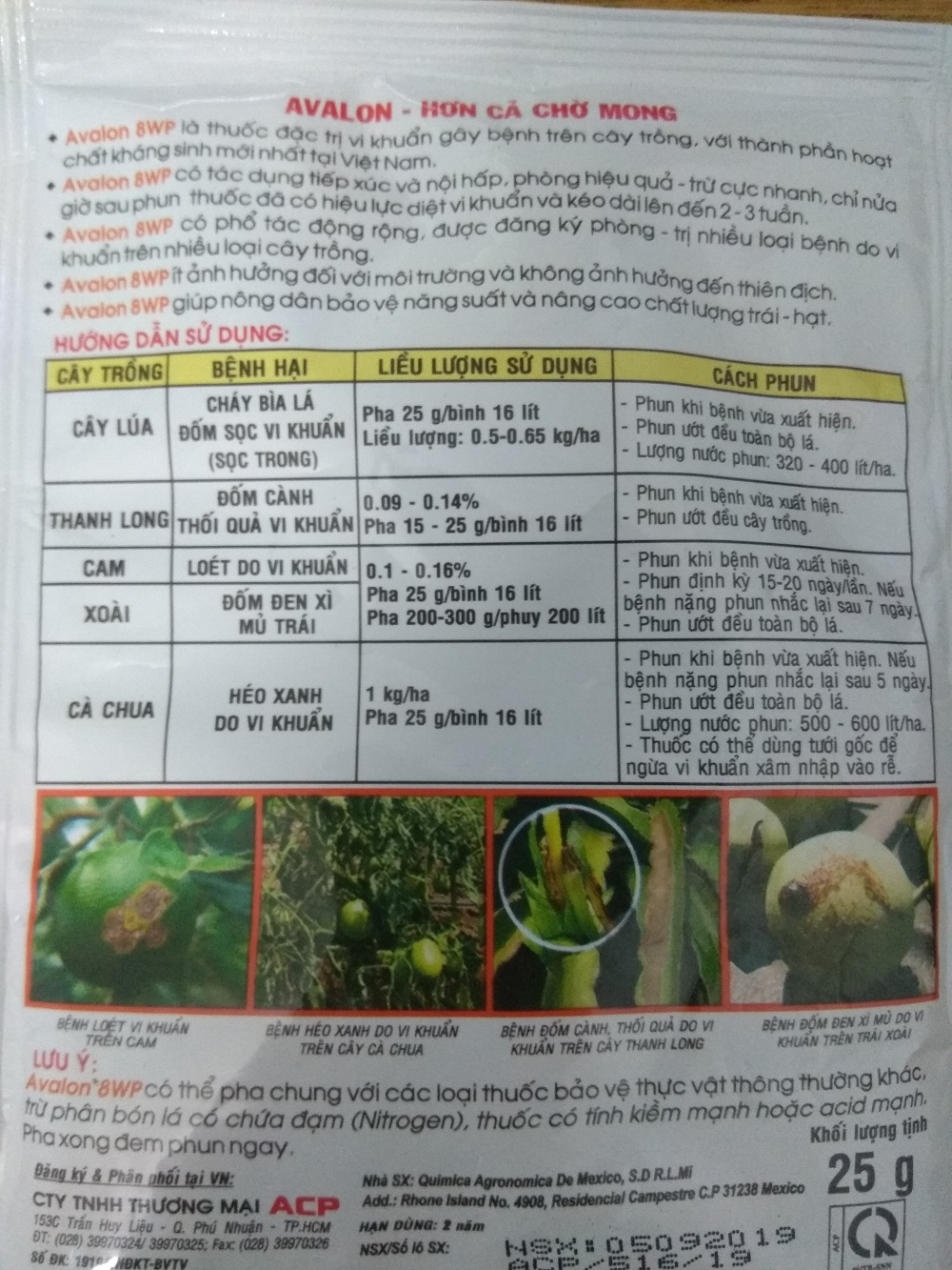 [HCM]Avalon 8WP - trừ vi khuẩn bệnh cây - gói 25 gram