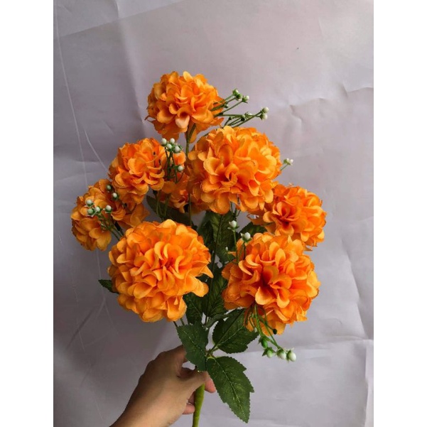 Hoa Cúc Tổ Ong 9 Bông, Thược Dược Lụa Cao cấp 045
