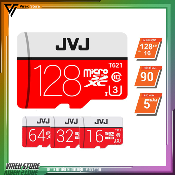 Thẻ nhớ 128Gb/64Gb/32Gb/16Gb JVJ Pro U3 Class 10–chuyên dụng cho CAMERA, Điện thoại, Máy ảnh,... tốc độ cao 95Mb-140Mb/s