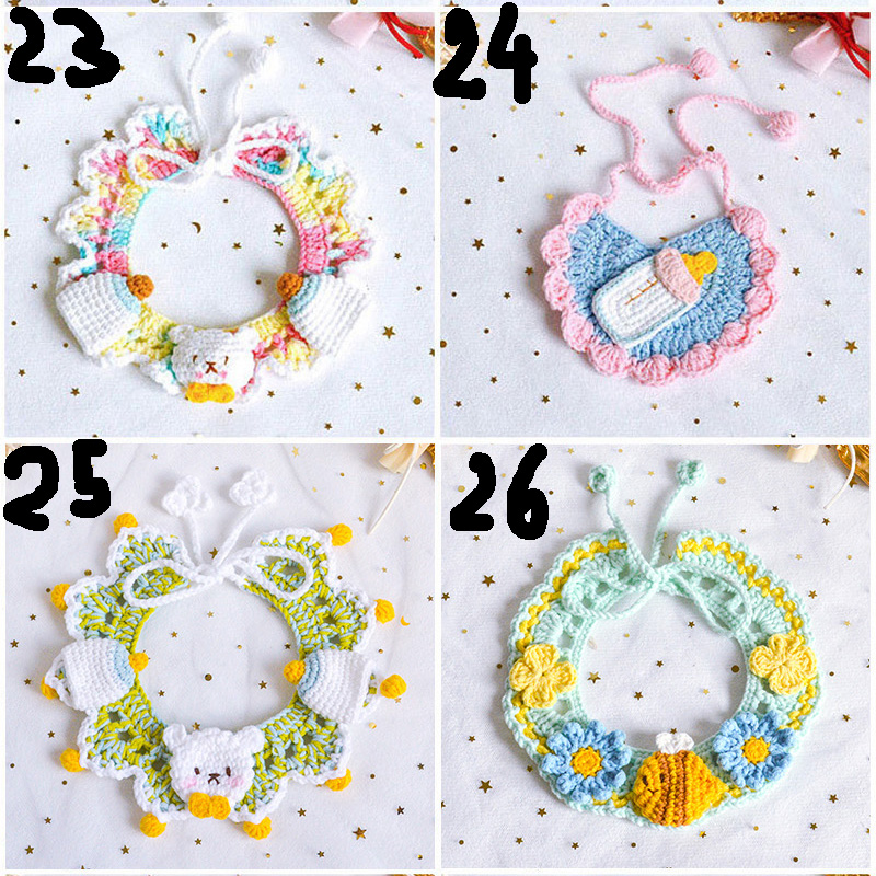 Dây đeo vòng cổ chó mèo handmade bằng len mẫu từ 23-34