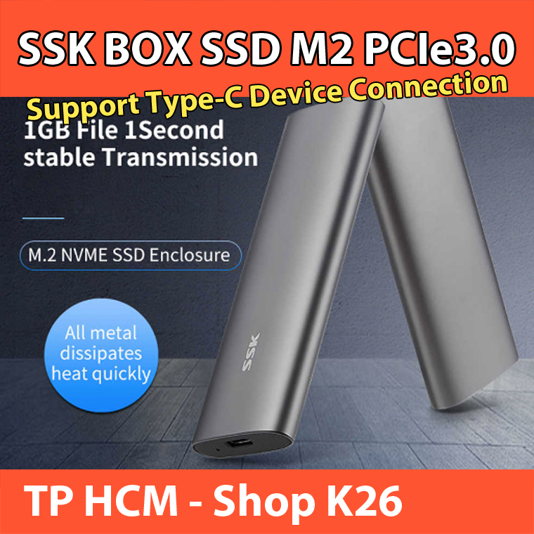 SSK Box SSD M2 NVMe PCIe3.0 - 2242 2260 2280 Aluminum Up to 10Gbps