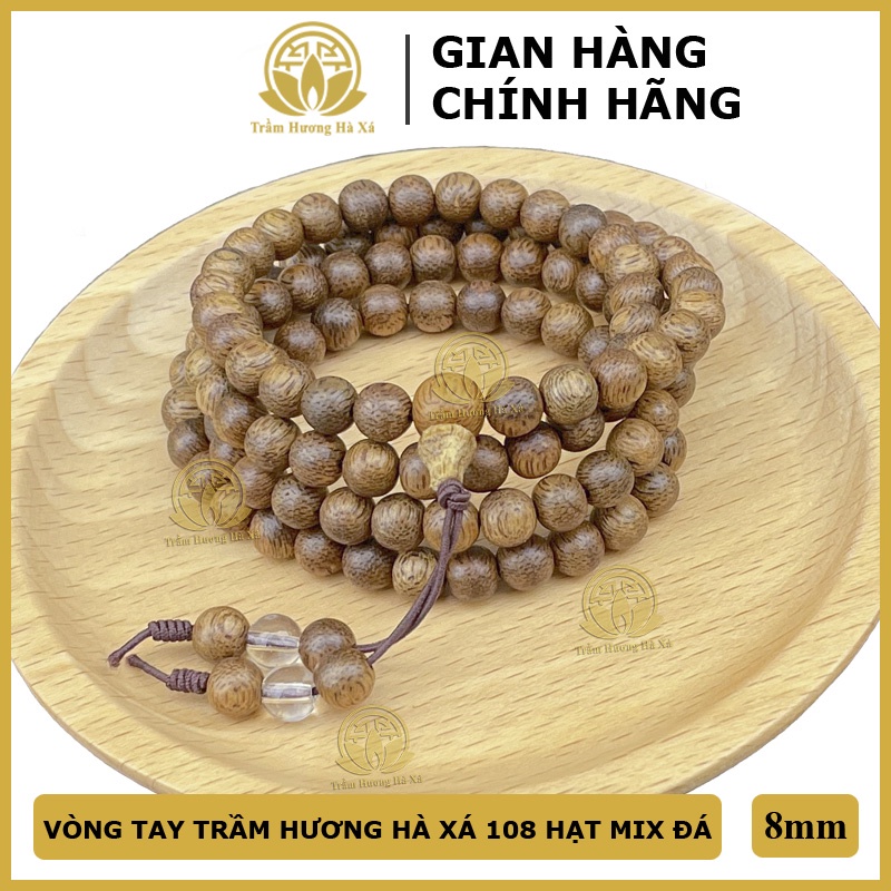 Vòng Tay Trầm Hương Hà Xá Phong Thủy 108 Hạt Tốc Mix Đá Nam Nữ mang lại may mắn, bình an và tài lộc cho người đeo - Yến tổng kho 675