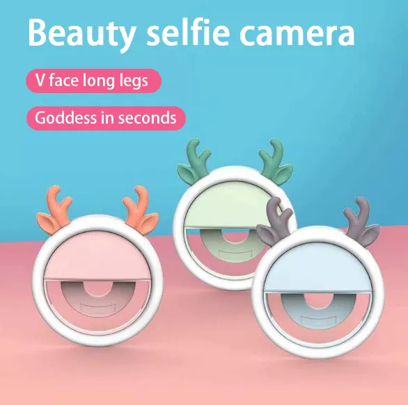 Đèn LED trợ sáng kẹp điện thoại chuyên dành cho selfie/livestream, ánh sáng trắng dịu nhẹ, có kèm gương soi rất tiện lợi, dung lượng pin lớn sử dụng liên tục, tạo hình thú siêu kute - thegioisilevip