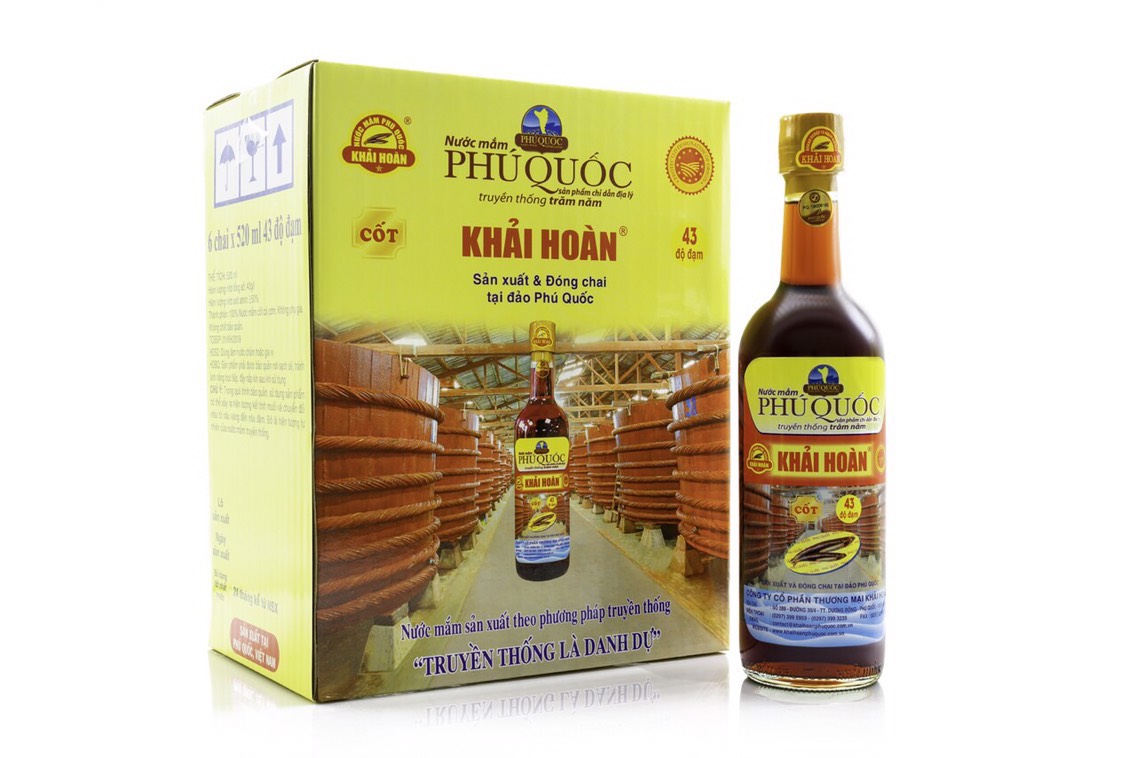 Nước mắm Khải Hoàn Phú Quốc 43 độ đạm 520ml (thùng 6 chai thủy tinh)