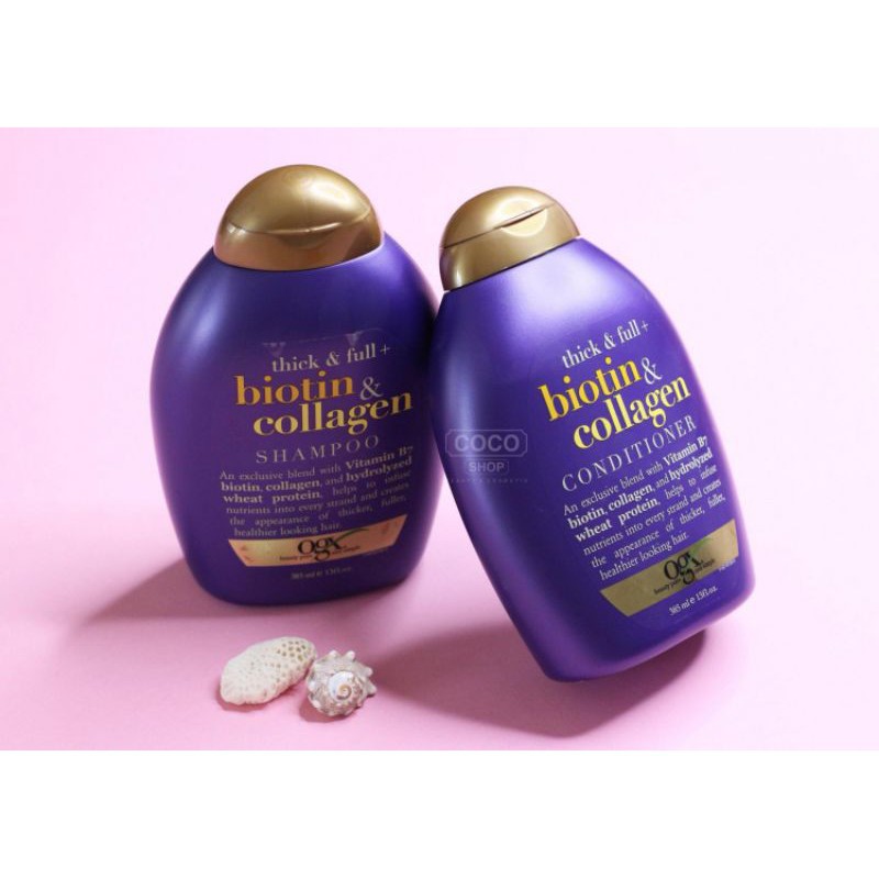 Bộ Dầu Gội Xả Biotin Collagen Ogx 385Ml