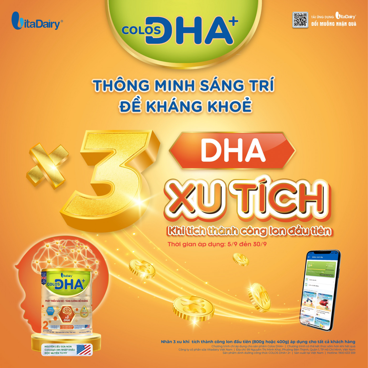 [Mã QR-TL Điểm] Sữa bột Colos DHA 0+ (800g)