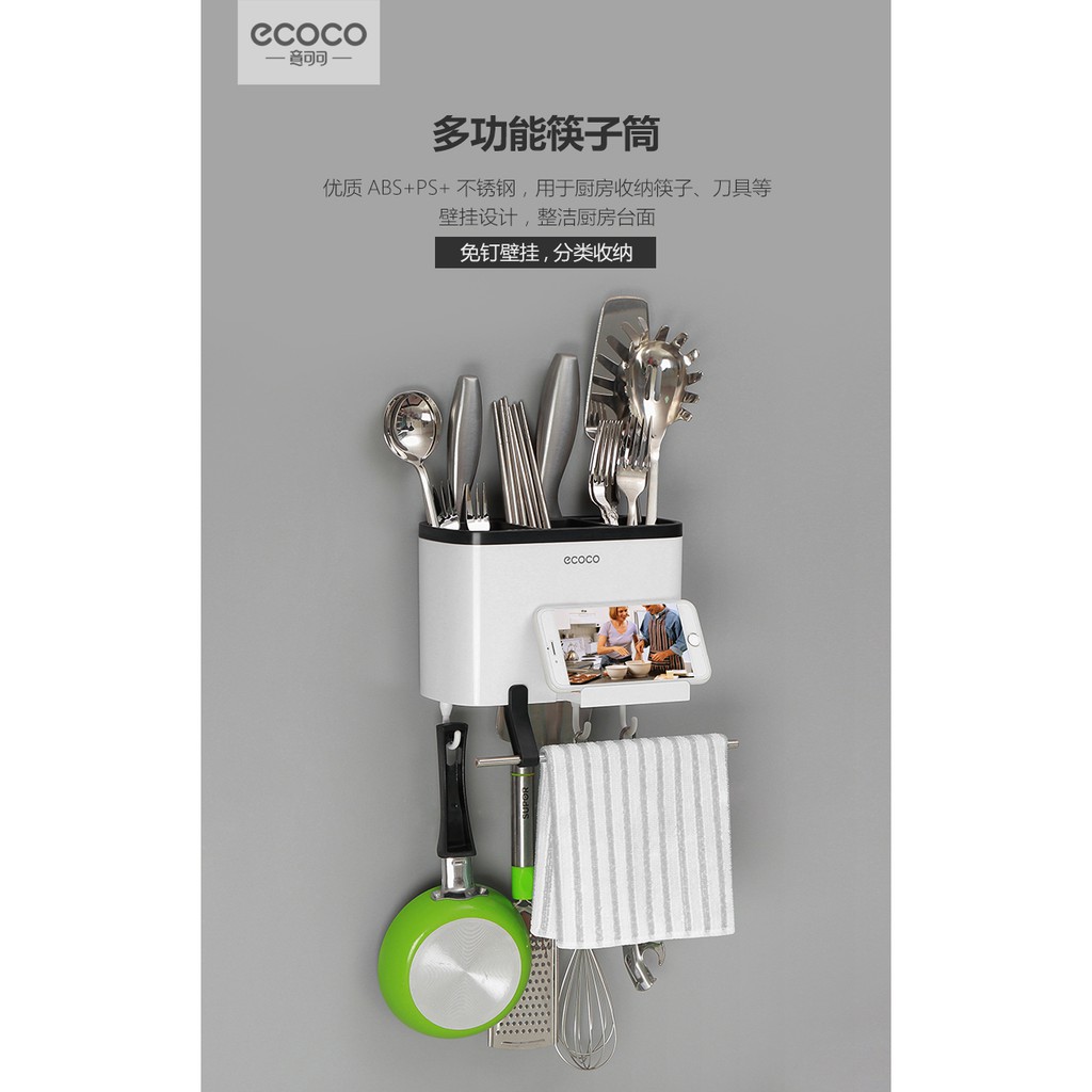 Hộp cắm đũa thìa và đồ dùng làm bếp đa năng ecoco 1801