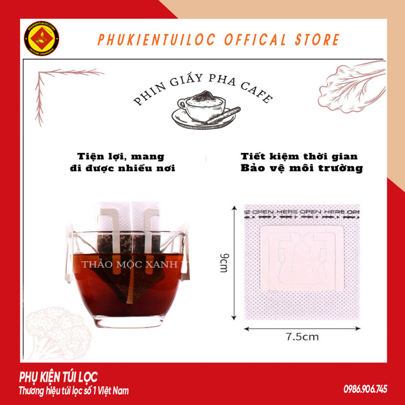 Phin giấy túi lọc pha cà phê đi du lịch - 50 chiếc- Phukientuiloc- PG01