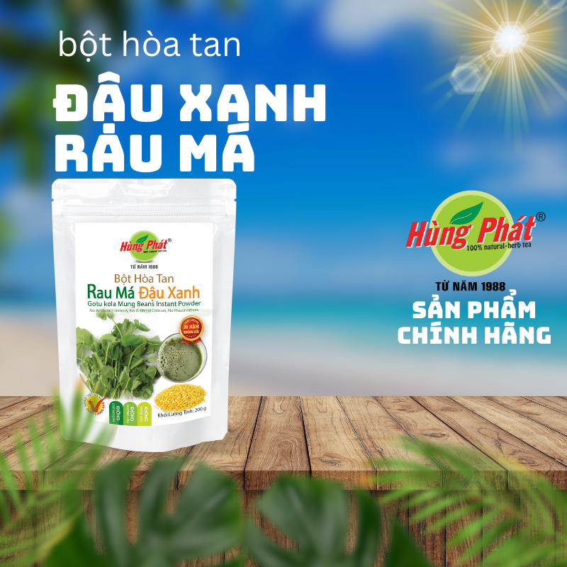 [THỨC UỐNG DINH DƯỠNG] Bột Hòa Tan Rau Má Đậu Xanh - Trà Hùng Phát