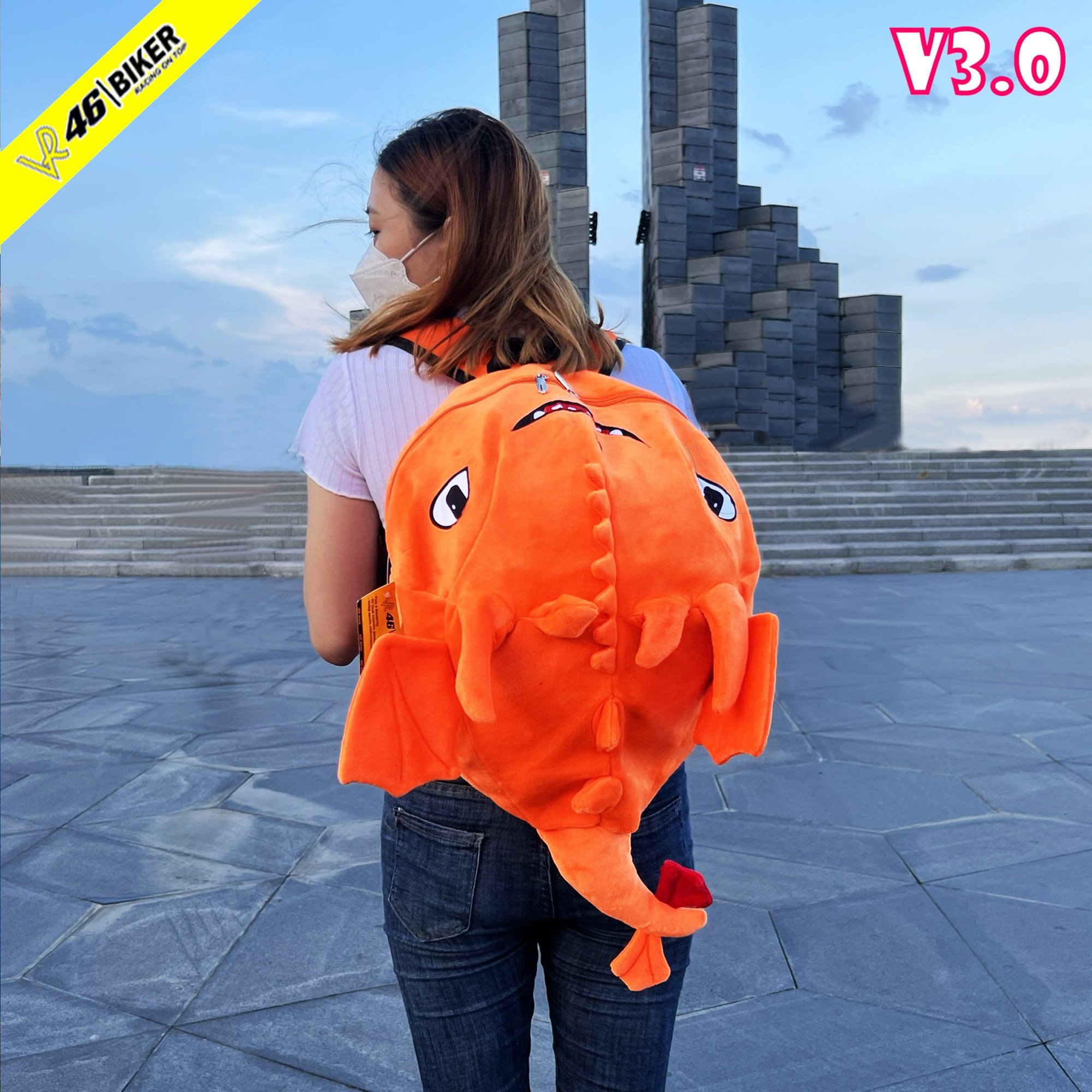 Balo rồng màu cam cute