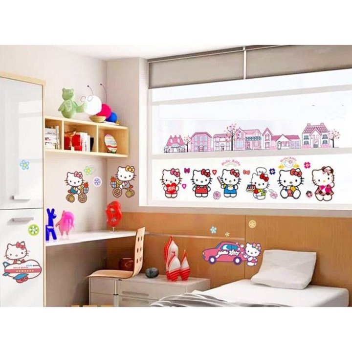 [HCM]Decal dán tường hình Hello Kitty cho bé