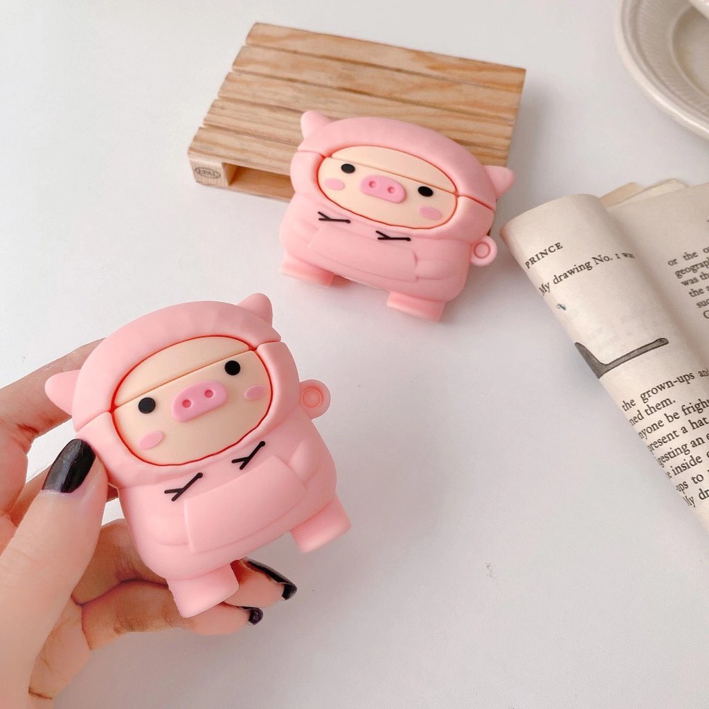 Bao Airpods Bao Tai Nghe Bluetooth Heo Hồng Mặc áo Holdie Cute CỰC HOT Cho AIRPODS 1-2-3
