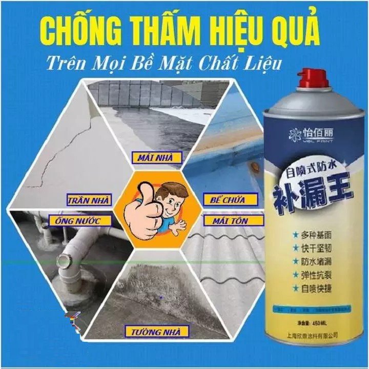 [RẺ VÔ ĐỊCH] Bình xịt chống thấm đa năng - Sơn xịt chống thấm dột Waterproof Spray Polyurethane 450ml