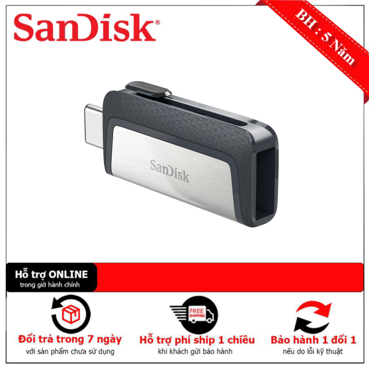 Usb sandisk ultra dual otg type-c usb 3.1 ddc2 128gb sdddc2-128g-g46 - 1 đổi 1