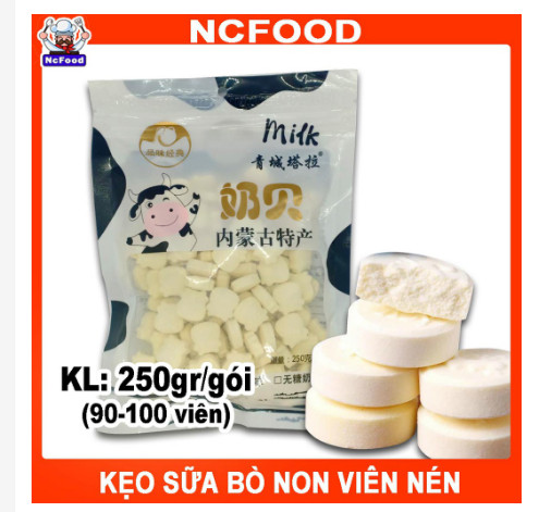 [Giá Sỉ] Kẹo Sữa Bò Non Nén Cực Ngon 100 Viên, Bổ Sung Dinh Dưỡng Canxi Sắt Cần Thiết Cho Cơ Thể Gói 250g (100 Viên)
